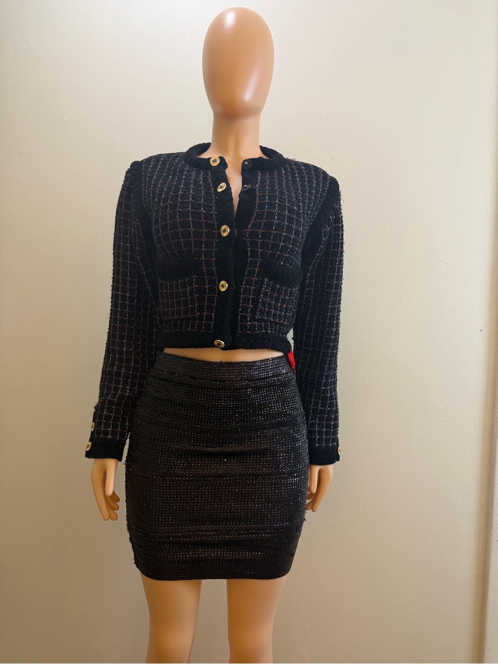 Sandro Paris Tweed-Effect Coatigan Velvet Trim Jacket - Size 0